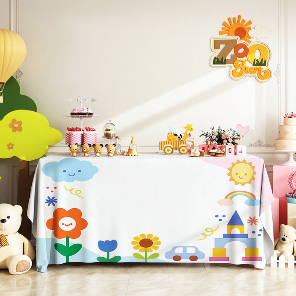 Dessert Table Backdrop - Nappe de fête d'anniversaire, tissu imperméable,