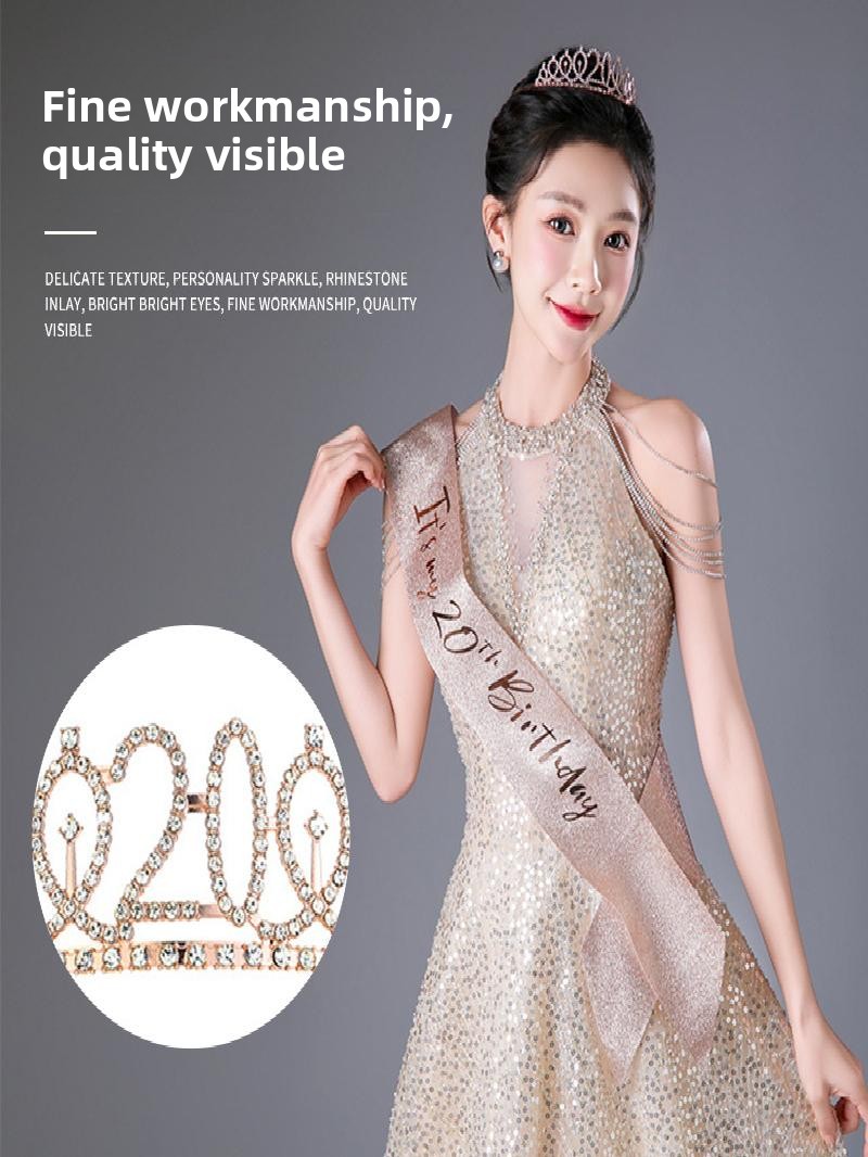 Couronne scintillante or champ - Birthday Sash Glitter avis et prix